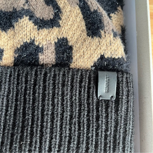 All Saints Leopard Tan and black Hat and Scarf Set - Picture 4 of 6